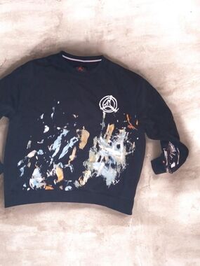 Jordan Navy Crewneck Sweatshirt with Multicolor Paint Splatter